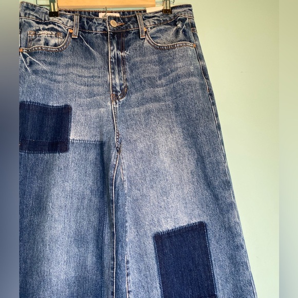 Insane Gene Women’s 11/29 Patchwork Wide Leg Jeans High Rise Relaxed Fit NWT - Picture 4 of 14